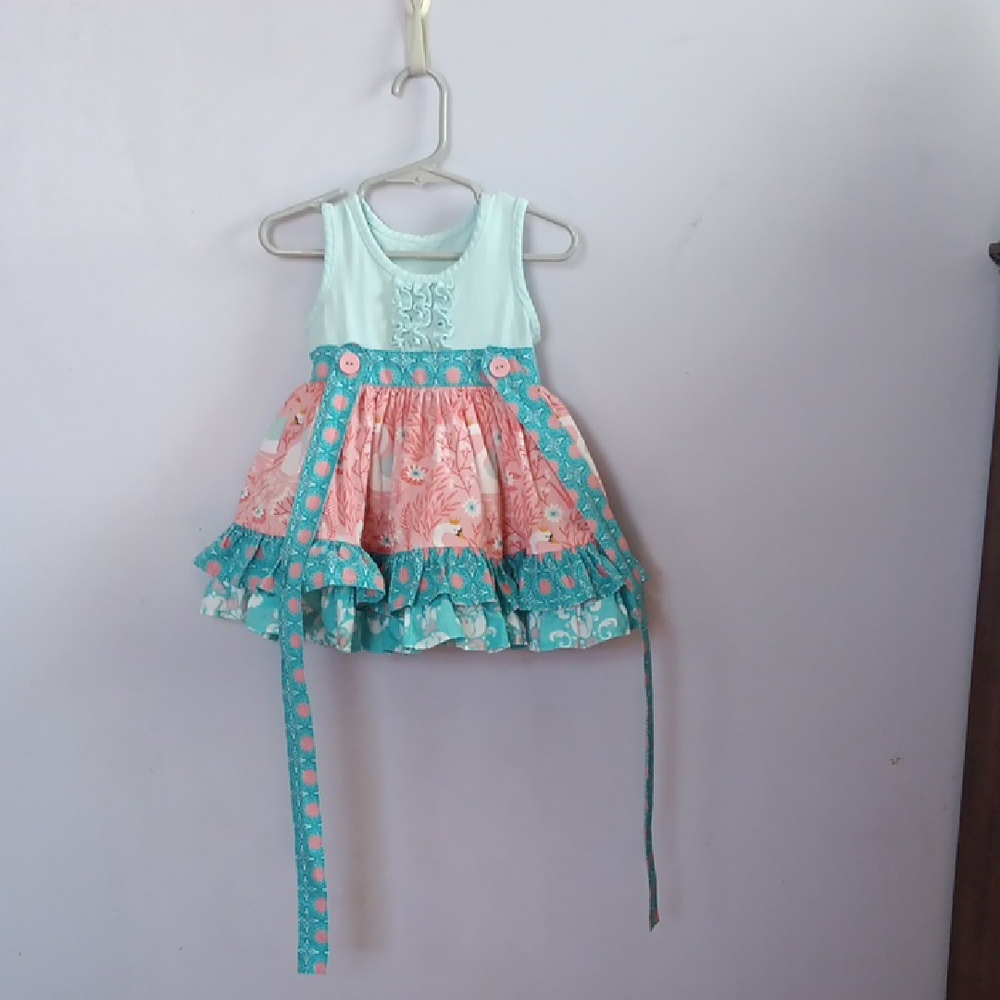 Charming ELEANOR ROSE Floral Baby Dress in Pink and Blue With Matching Bloomers